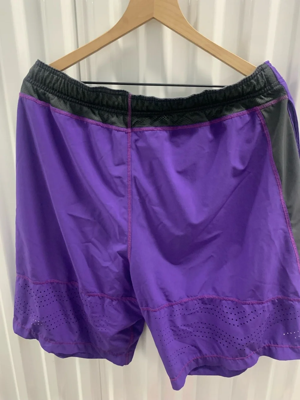 Men's Nike Purple Athletic Shorts with Gray Side Panels